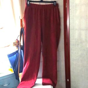 Lands' End  Women  Pull On Sport Knit  Tapered Leg Burgundy Pants Sz XS